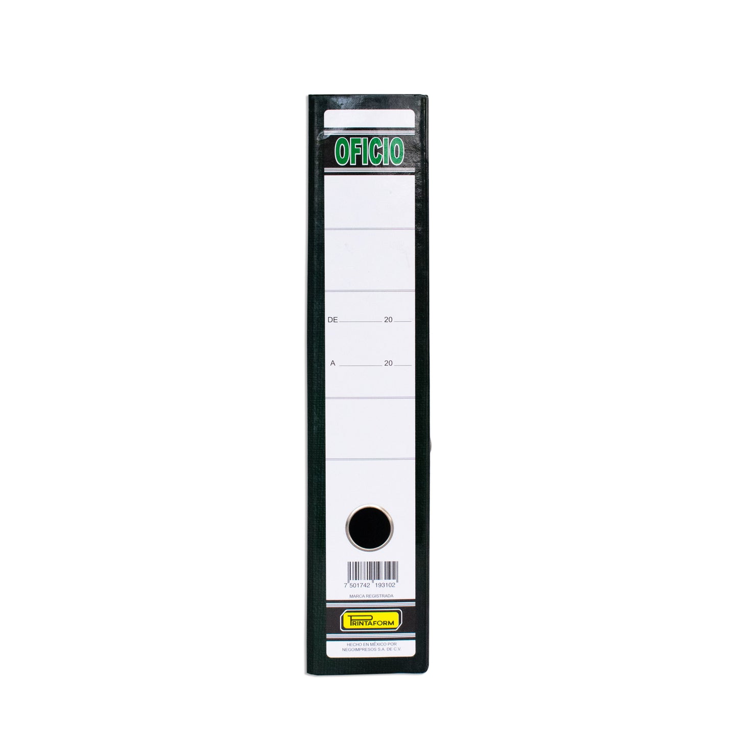 Registrador plastificado, oficio, caja c/20 piezas