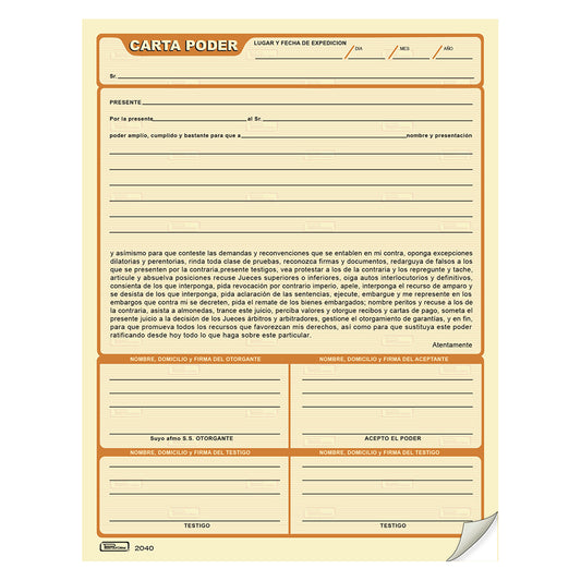 Carta Poder B-2040 (Pq. c/3 blocks)