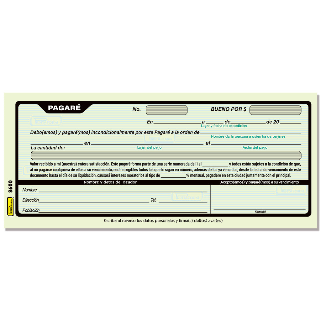 Pagaré B-8600 (Pq. 3 blocks)
