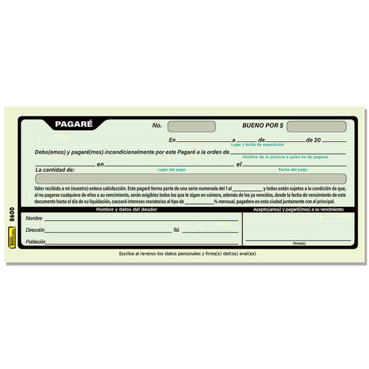 Pagaré B-8600 (Pq. 3 blocks)